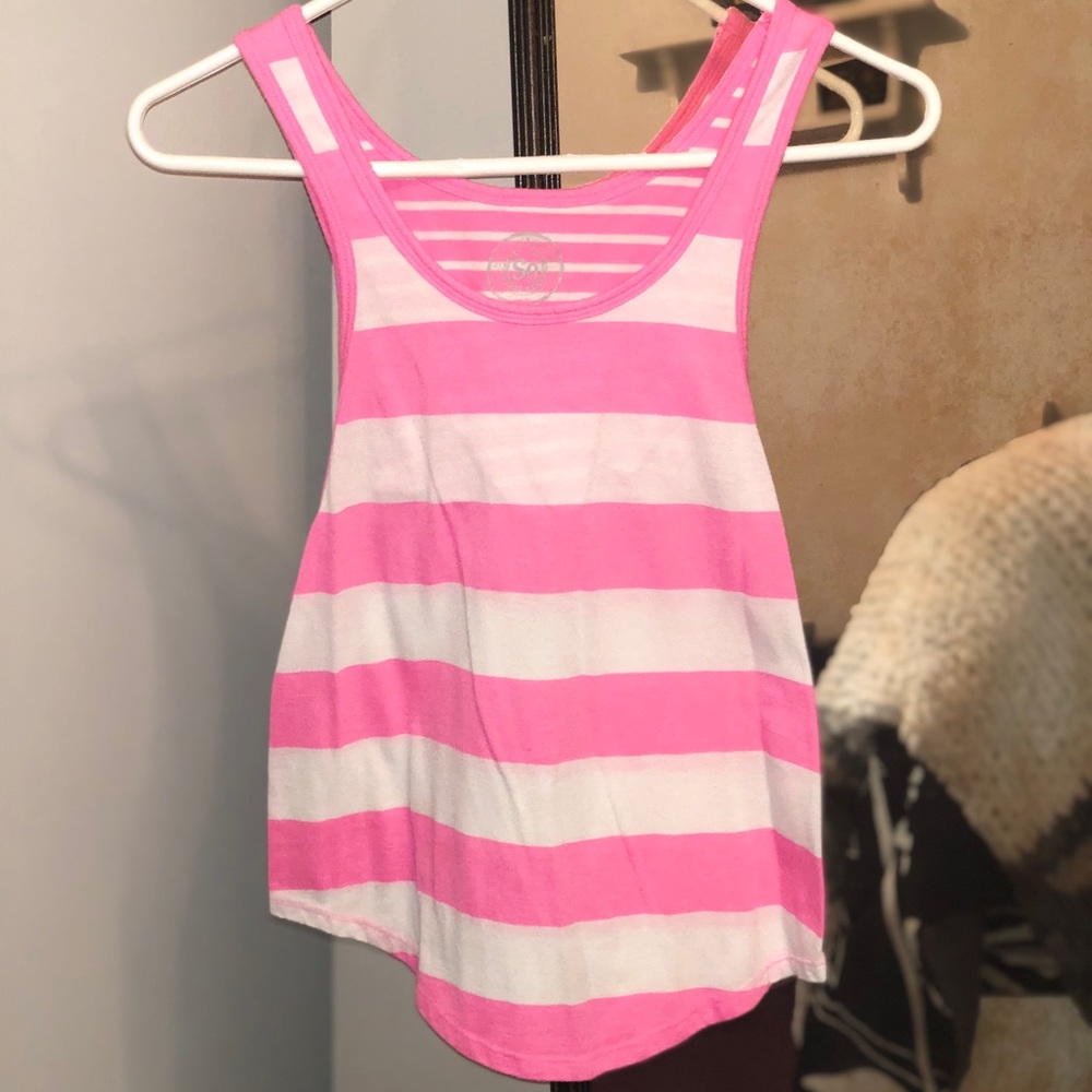 Pink and white striped tank
